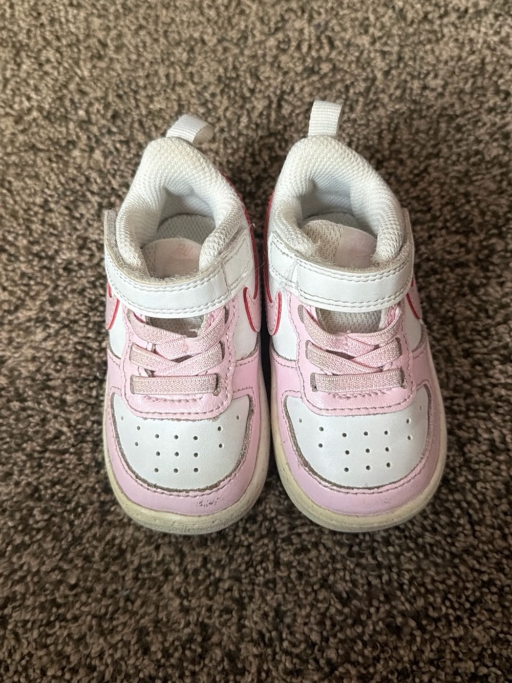 Nike Toddlers' White and Pink Hook-and-Loop Sneakers